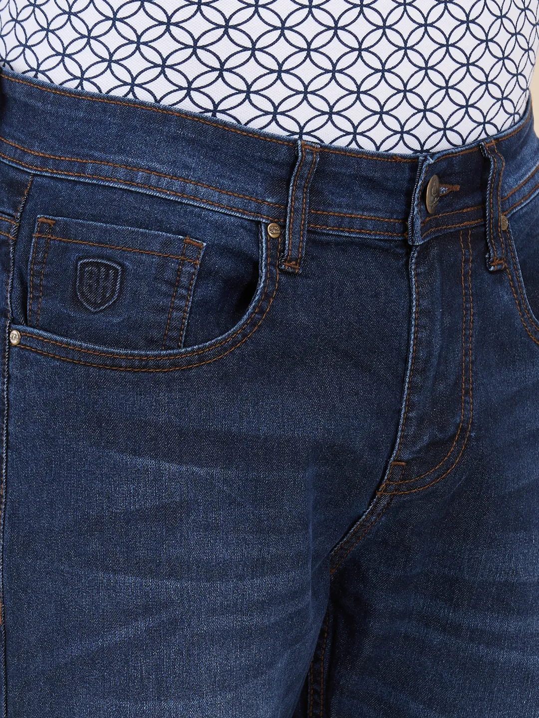 Blue Slim Fit Denims For Men By Being Human Clothing - Image 5