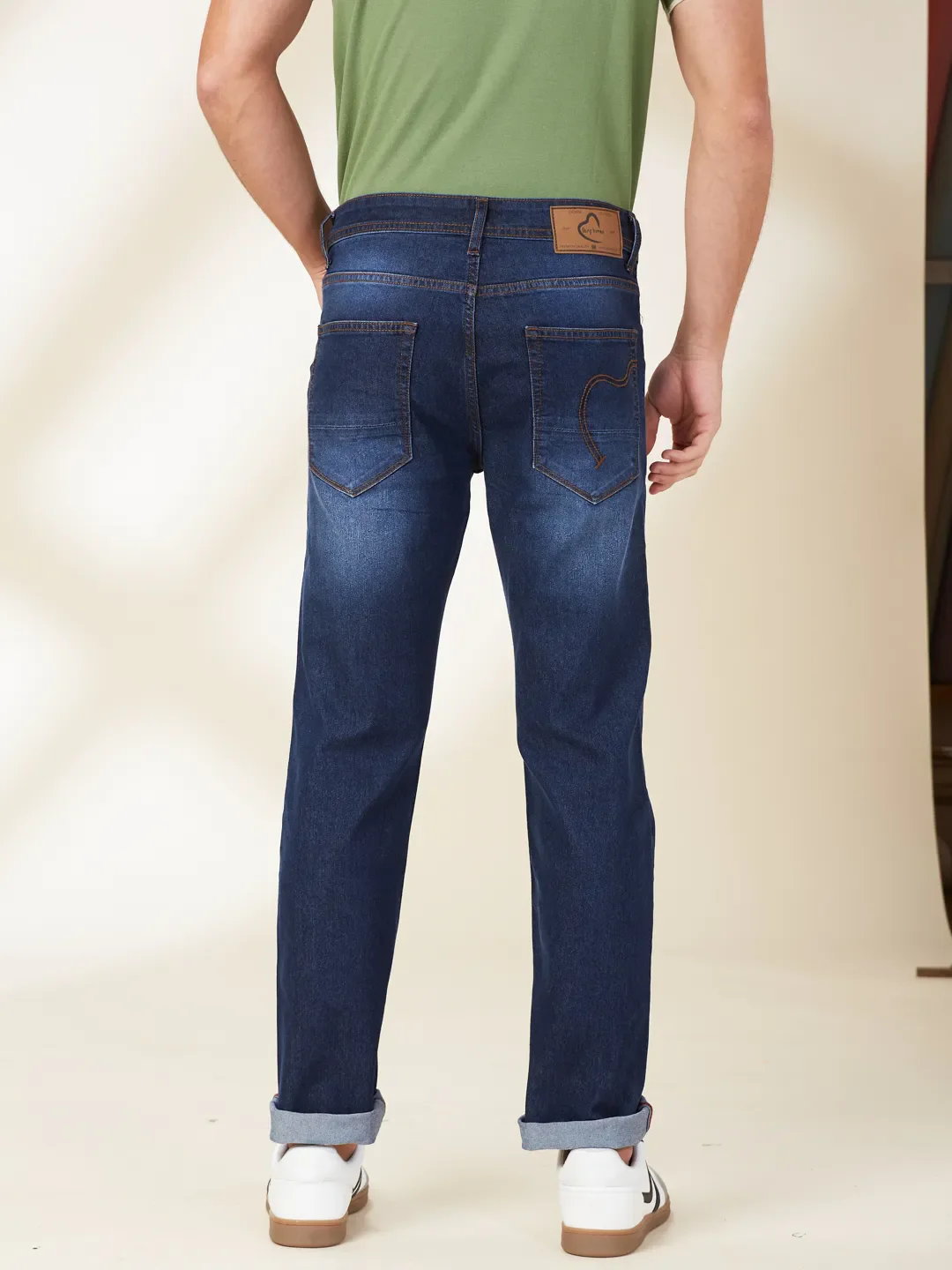 Blue Straight Fit Denims For Men By Being Human Clothing - Image 3
