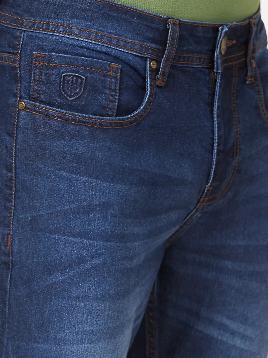 Blue Straight Fit Denims For Men By Being Human Clothing - Image 5