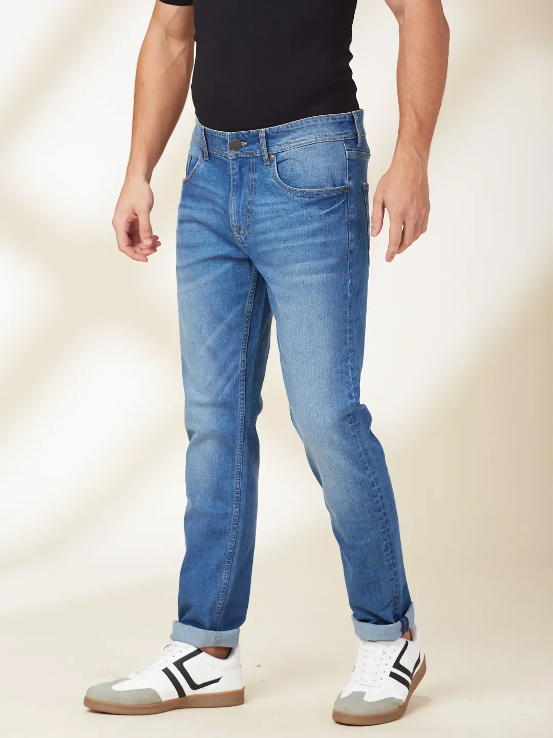 Blue Slim Fit Men's Denims by Being Human Clothing - Image 4