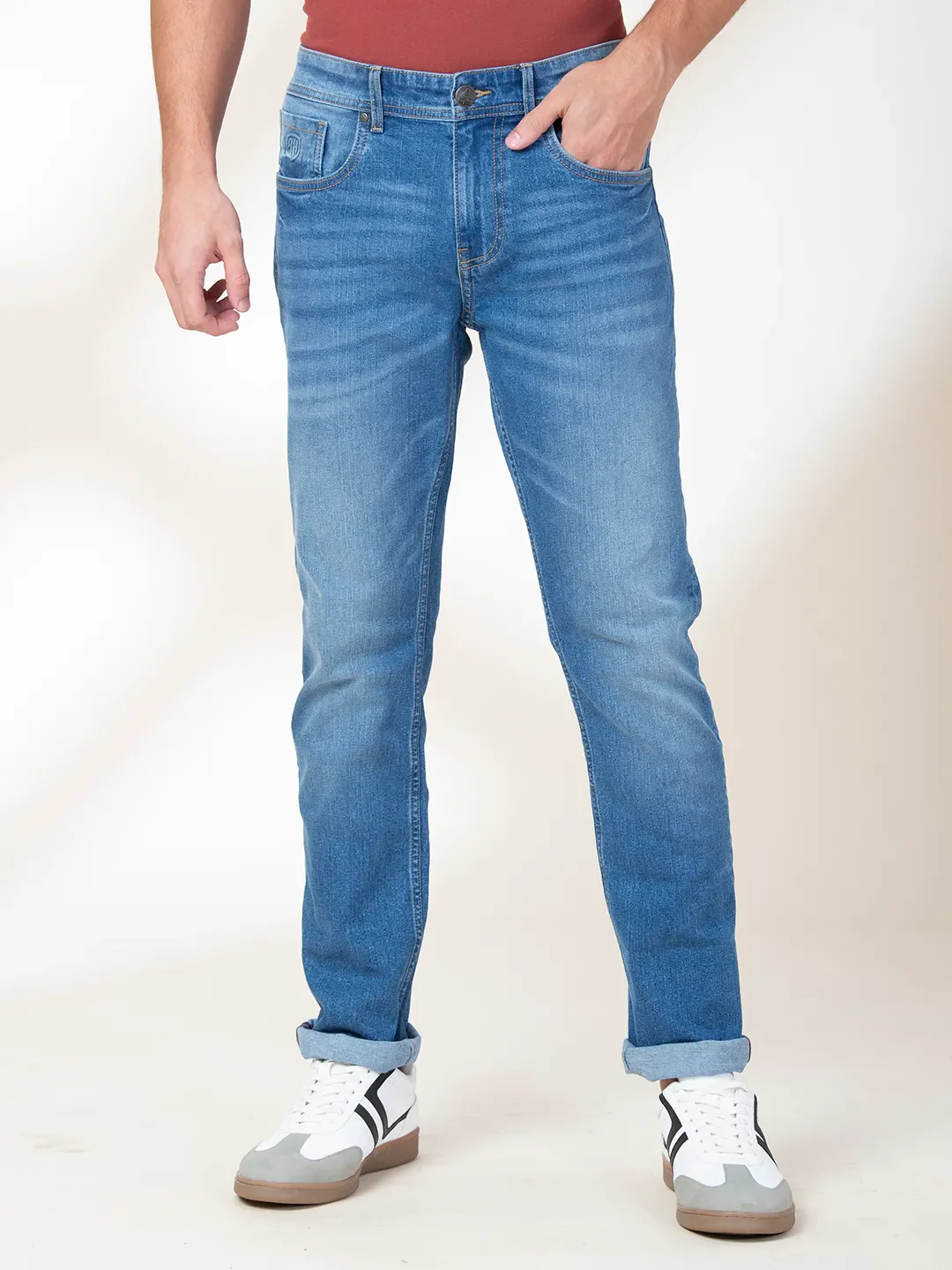 Blue Straight Fit Men's Denims by Being Human Clothing
