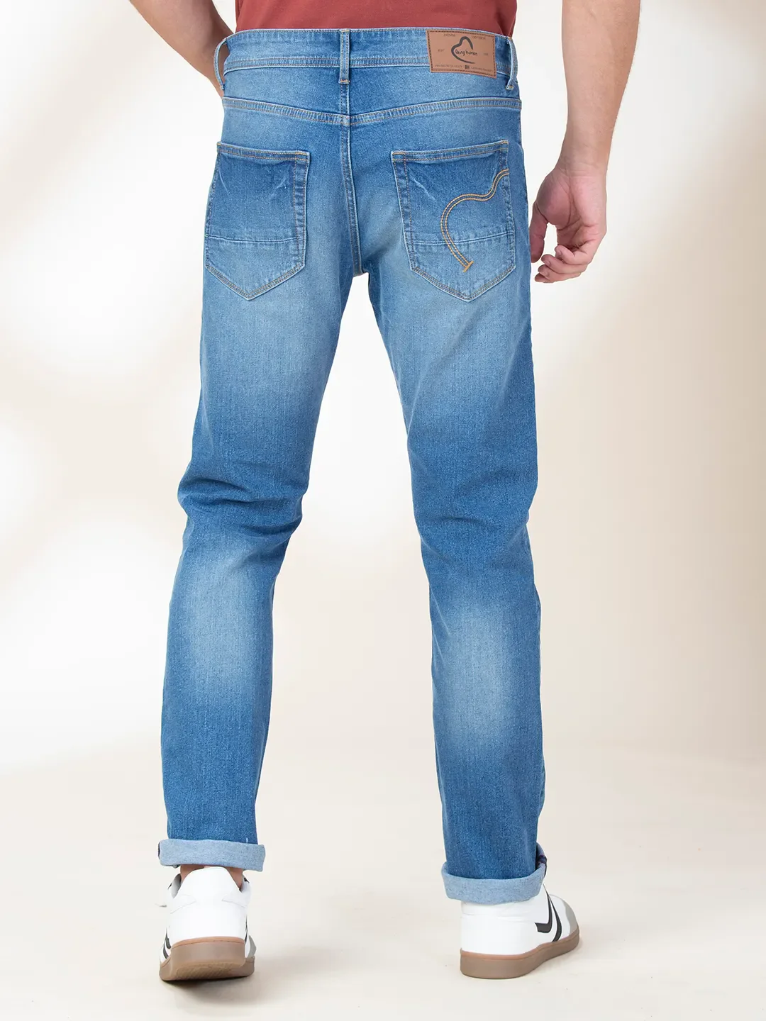 Blue Straight Fit Men's Denims by Being Human Clothing - Image 3