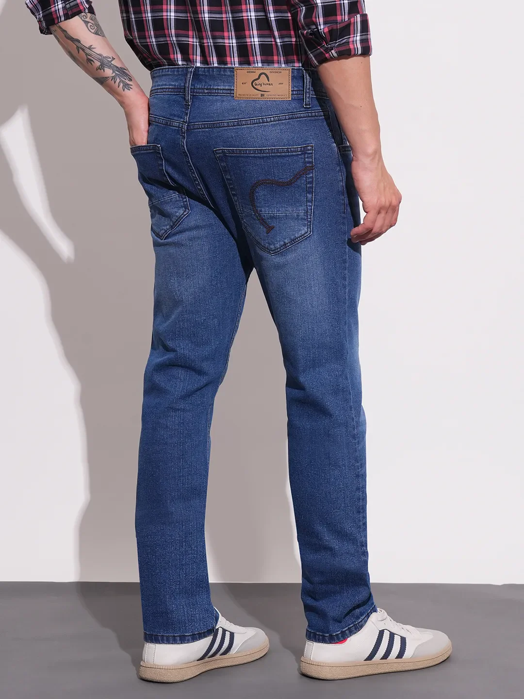 Blue Straight Fit Men's Denims by Being Human Clothing - Image 3