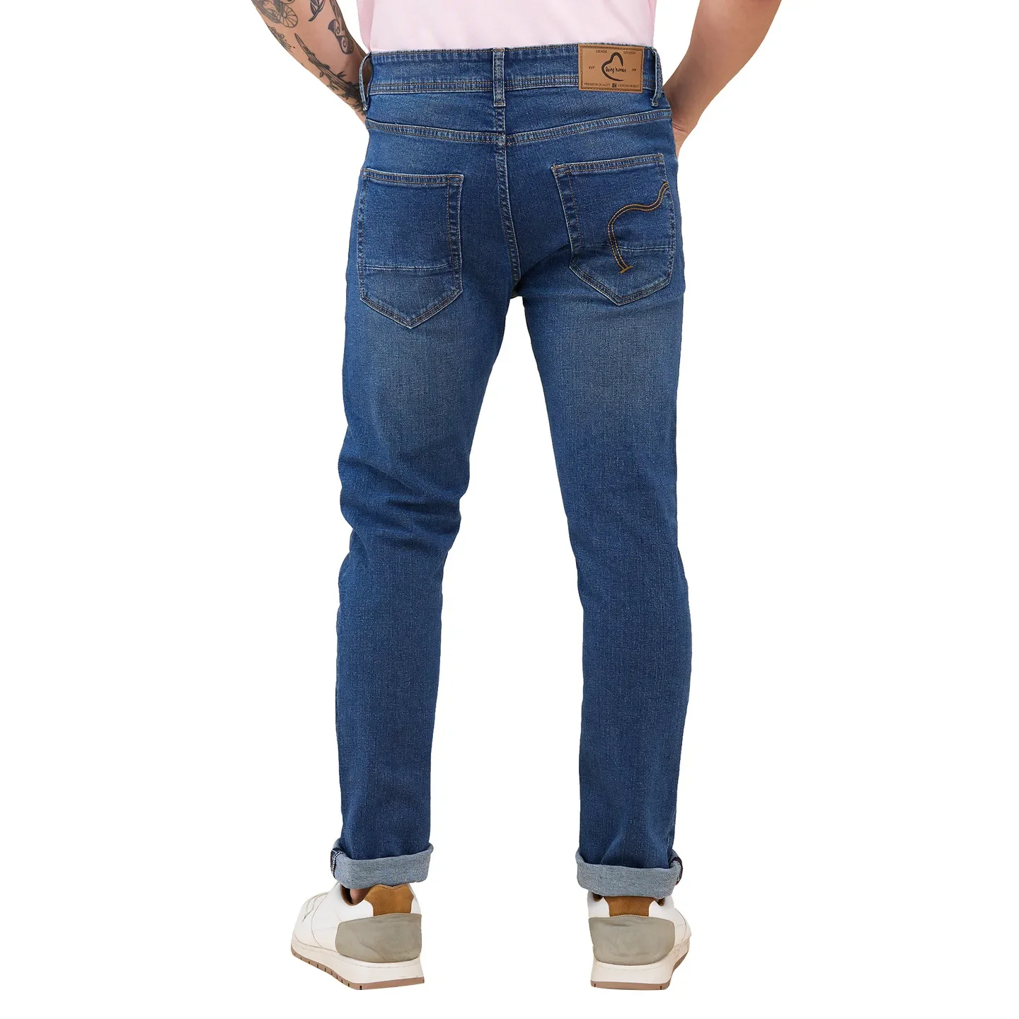 Blue Straight Fit Denims For Men By Being Human Clothing - Image 3