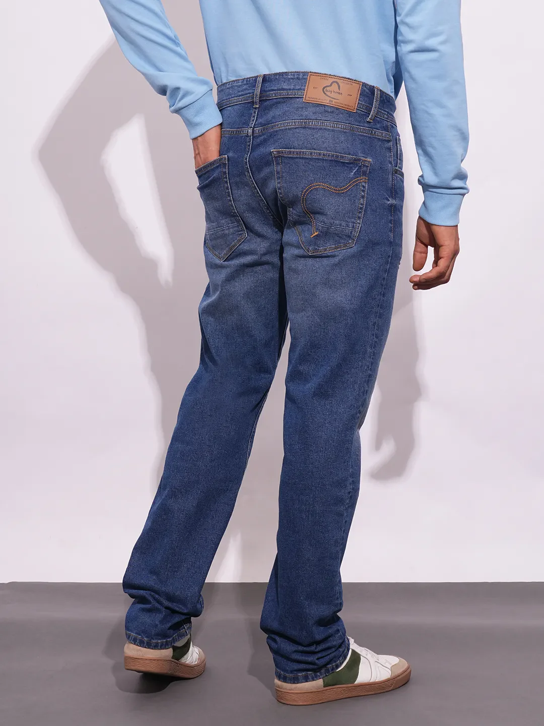 Blue Straight Fit Men's Denims by Being Human Clothing - Image 3