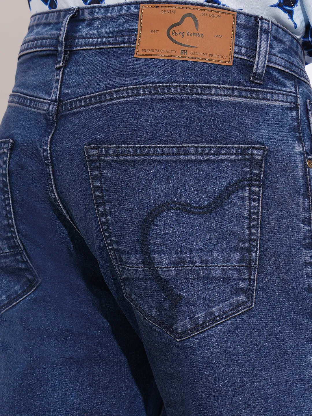 Blue Straight Fit Men's Denims by Being Human Clothing - Image 6