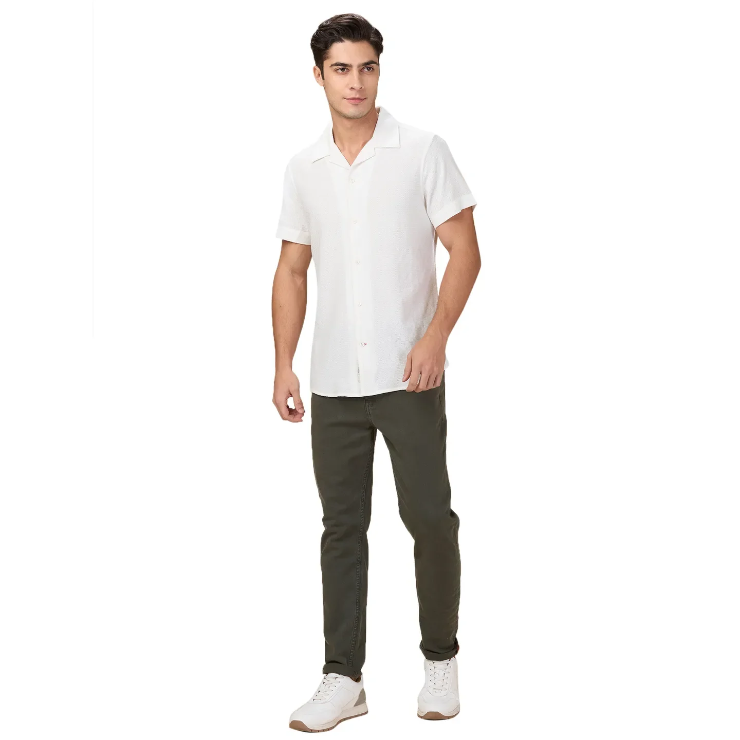 Military Green Cropped Fit Denims For Men By Being Human Clothing - Image 2