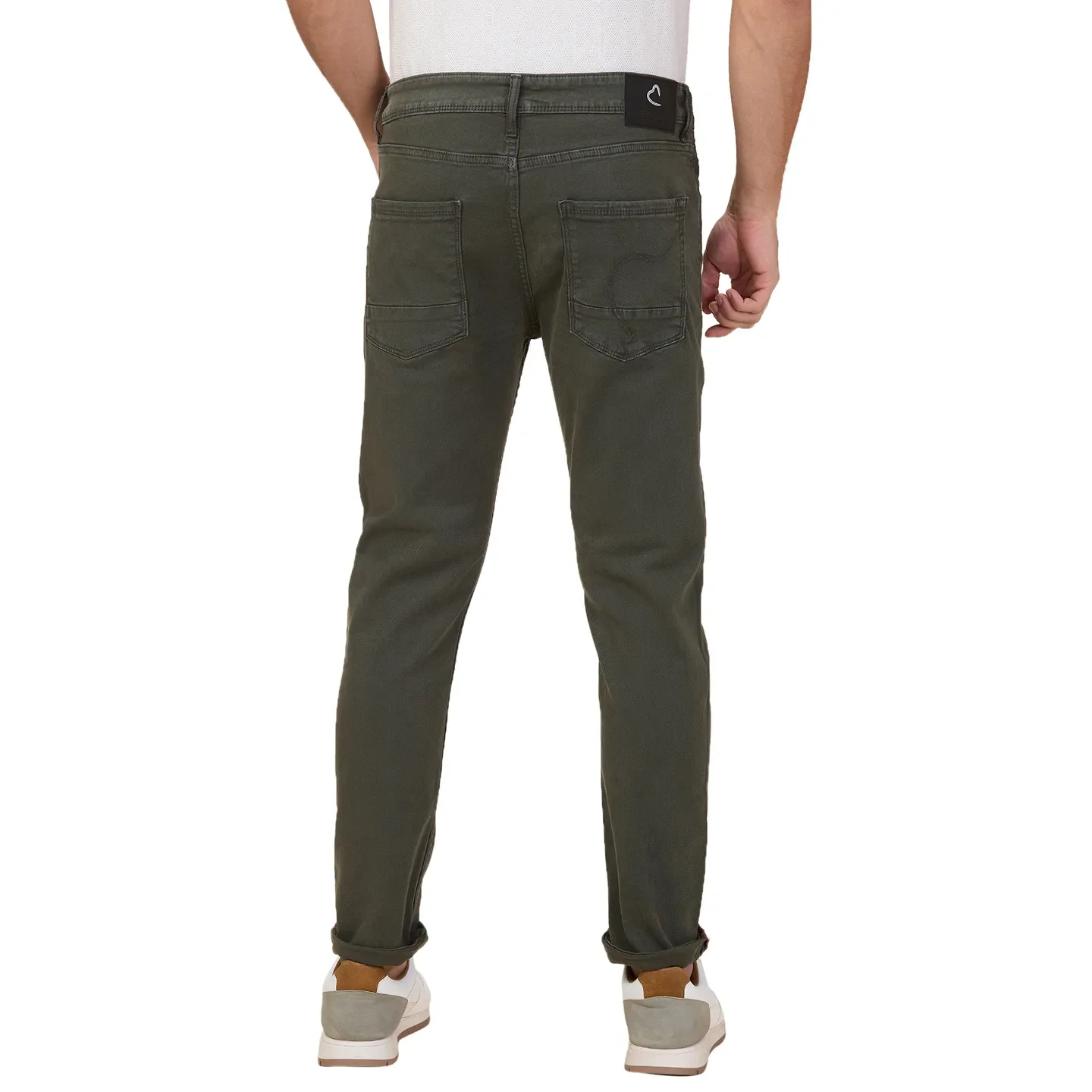 Military Green Cropped Fit Denims For Men By Being Human Clothing - Image 3