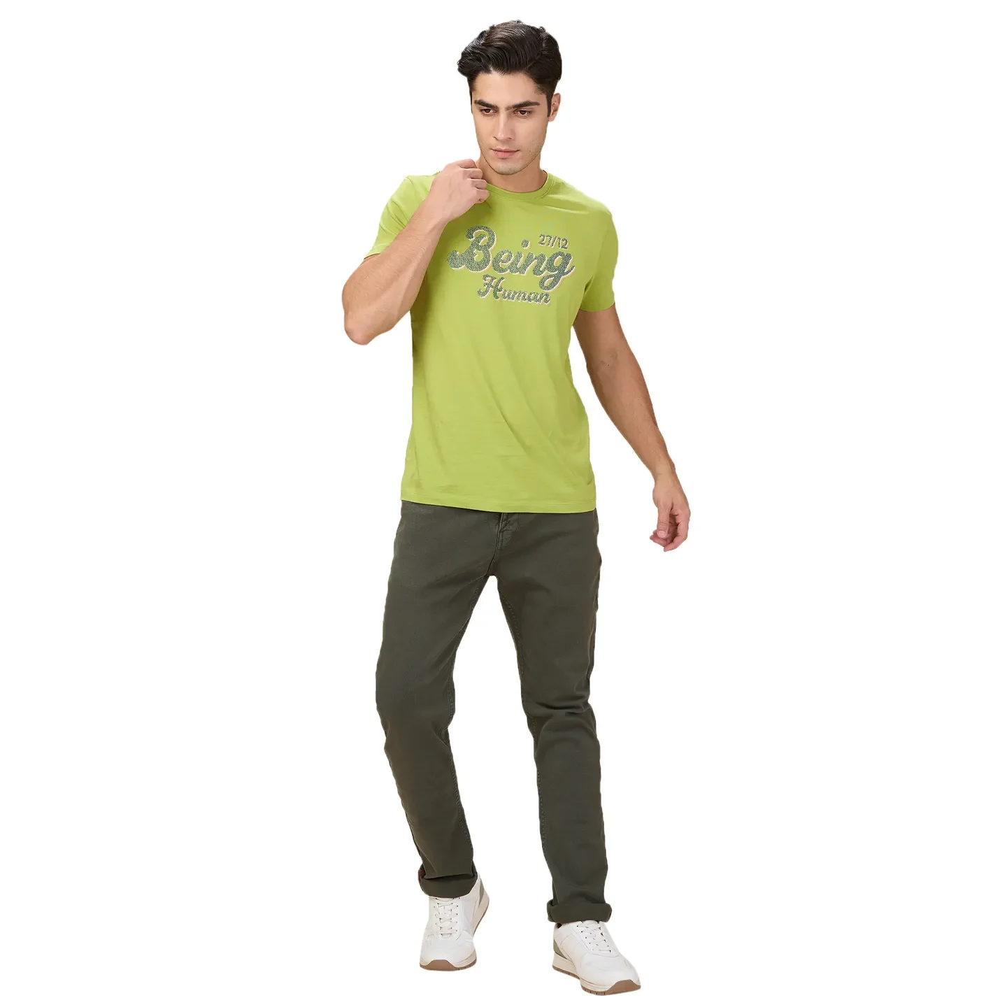 Green Slim Fit Men's Denims by Being Human Clothing - Image 2