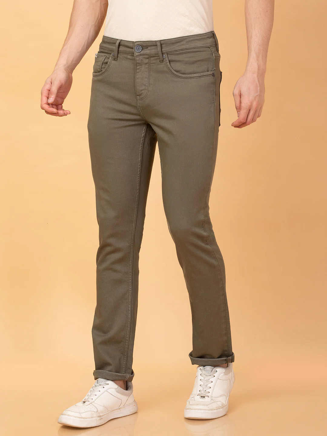 Olive Straight Fit Denims For Men By Being Human Clothing - Image 4