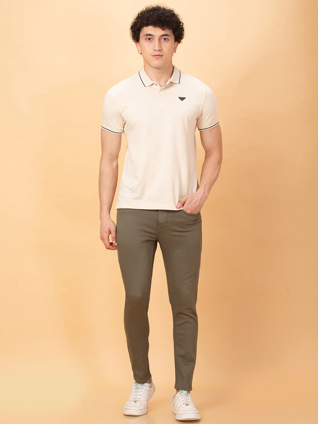 Olive Cropped Fit Denims For Men By Being Human Clothing - Image 2