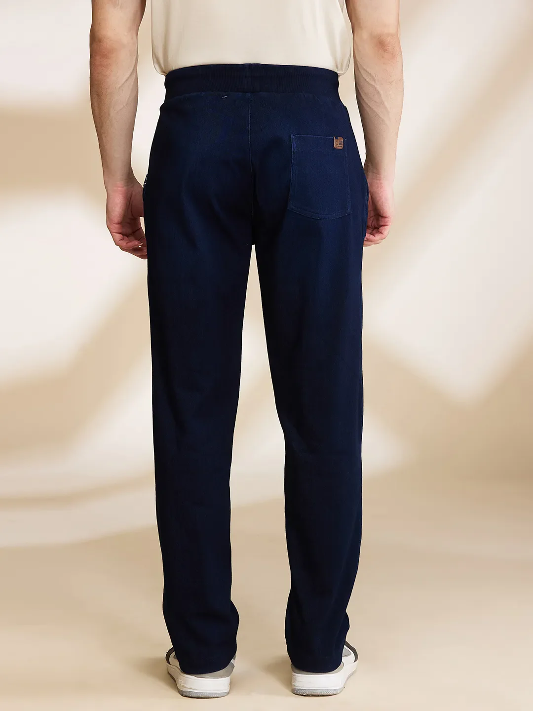 Dark Blue Straight Fit Joggers For Men By Being Human Clothing - Image 3