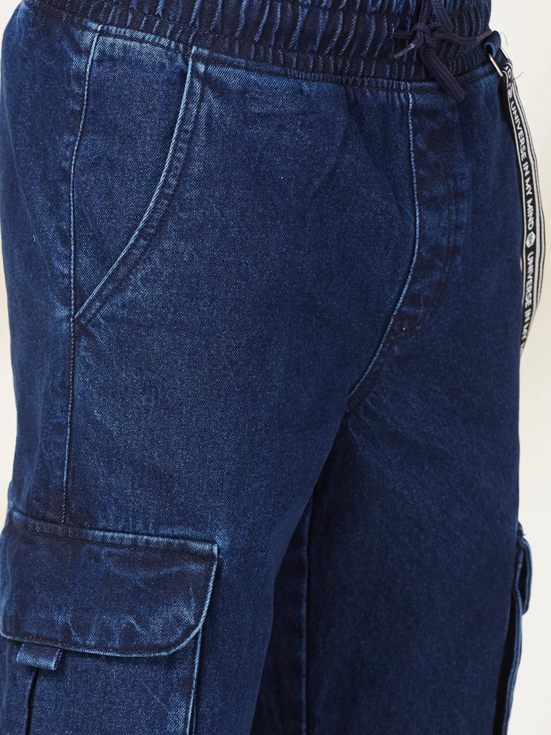 Dark Blue Slim Fit Joggers For Men By Being Human Clothing - Image 5