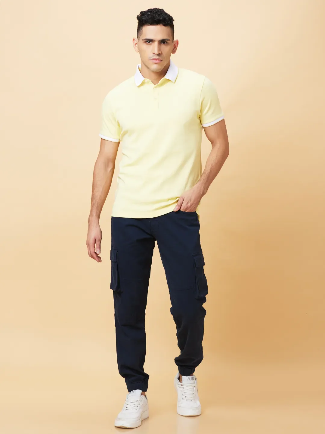 Navy Slim Fit Joggers For Men By Being Human Clothing - Image 2