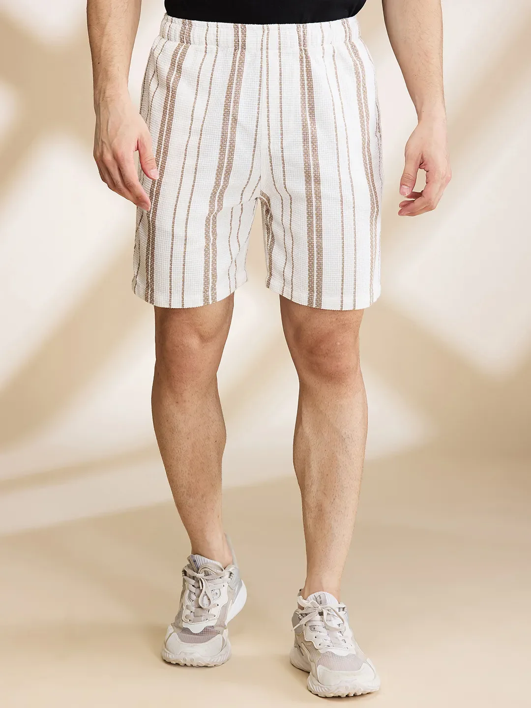 Beige Regular Fit Shorts For Men By Being Human Clothing
