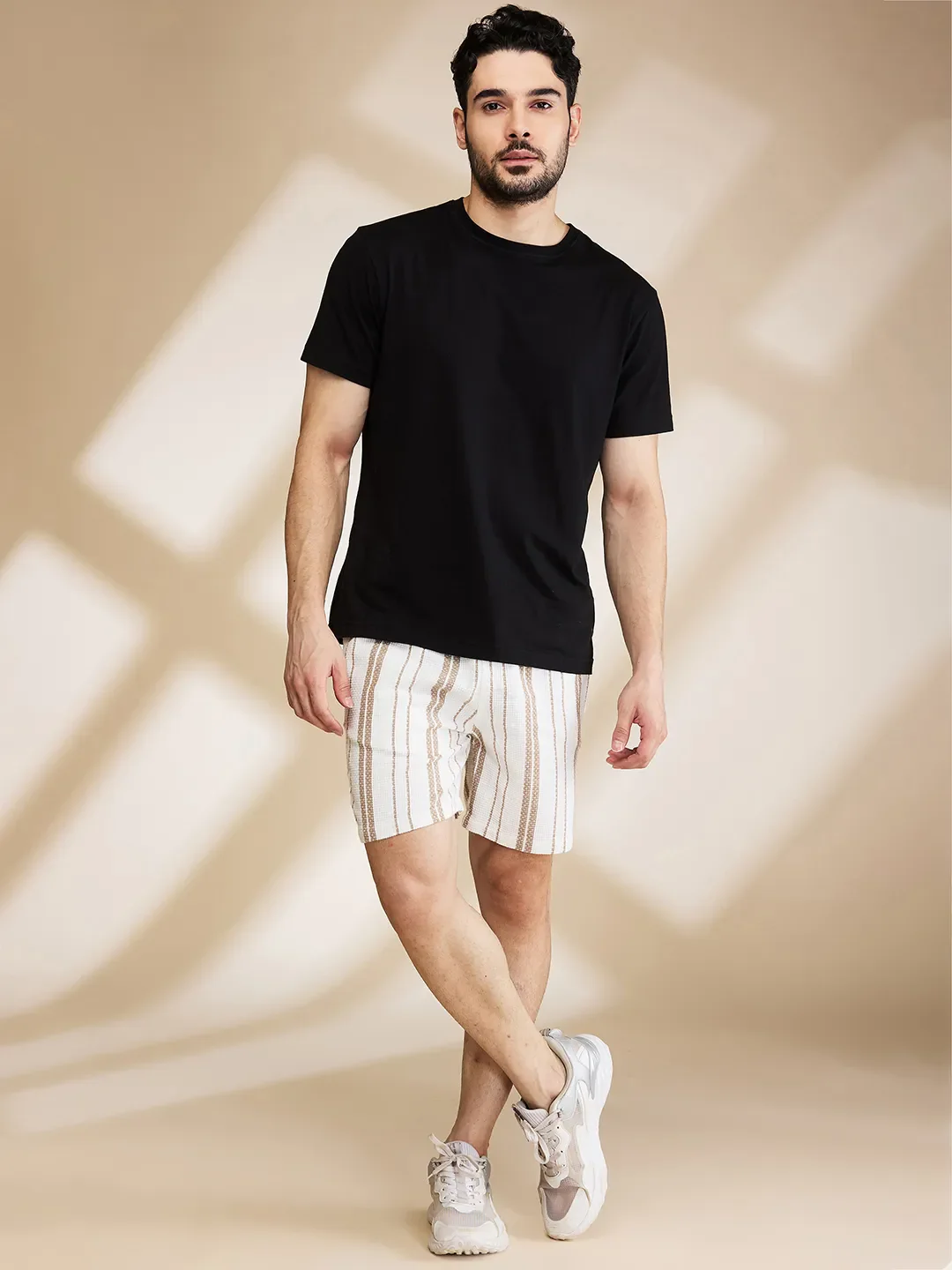 Beige Regular Fit Shorts For Men By Being Human Clothing - Image 2
