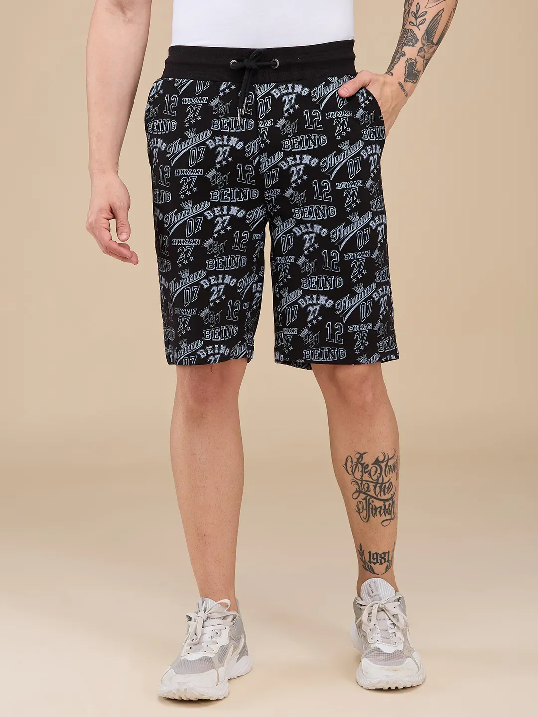 Black Regular Fit Shorts For Men By Being Human Clothing