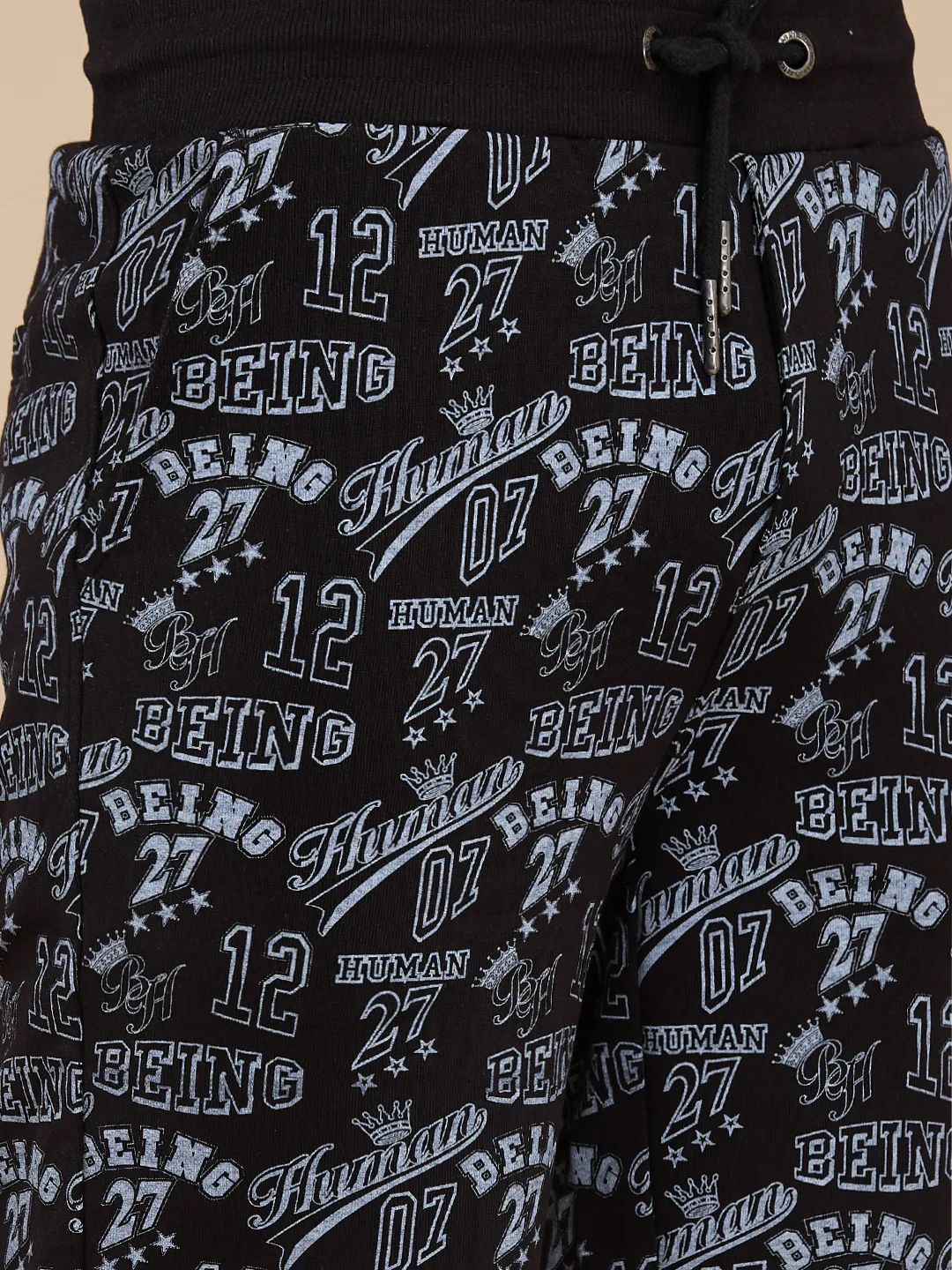 Black Regular Fit Shorts For Men By Being Human Clothing - Image 5