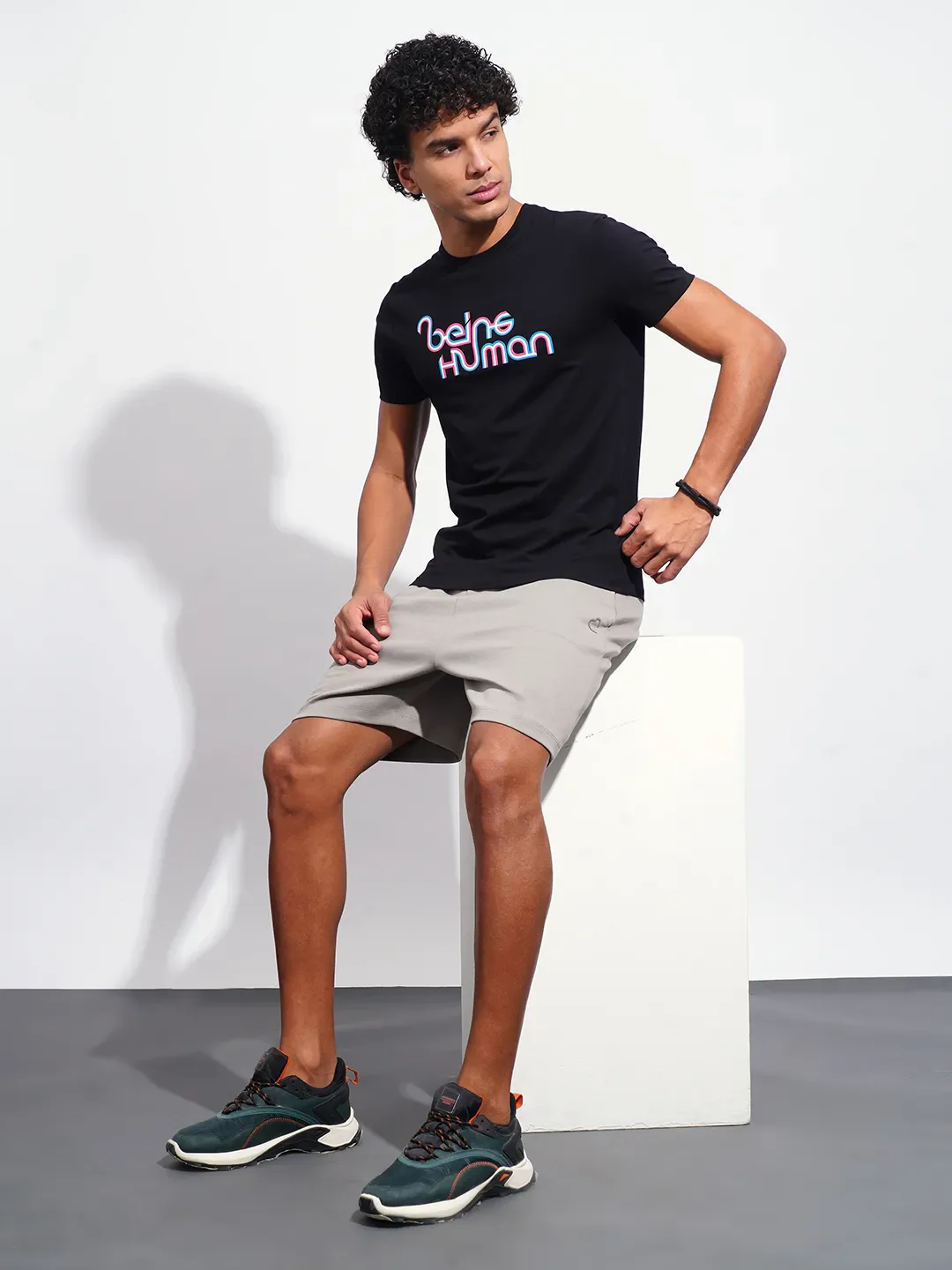 Grey Regular Fit Shorts For Men By Being Human Clothing - Image 4
