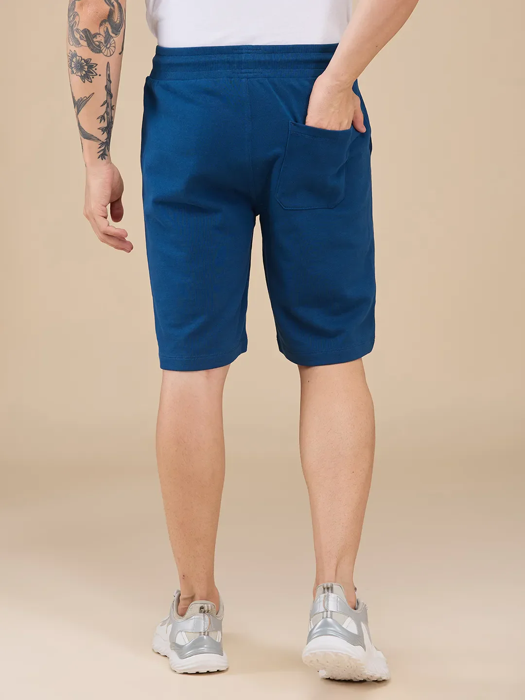 Navy Regular Fit Shorts For Men By Being Human Clothing - Image 3