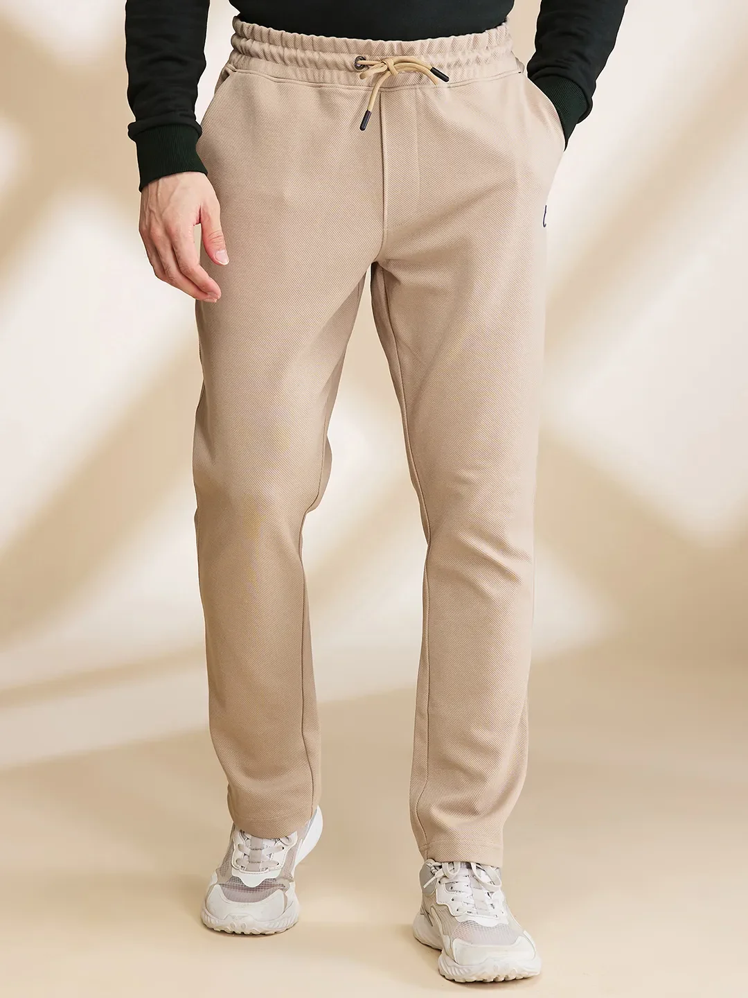 Beige Regular fit Men's Track Pants by Being Human Clothing