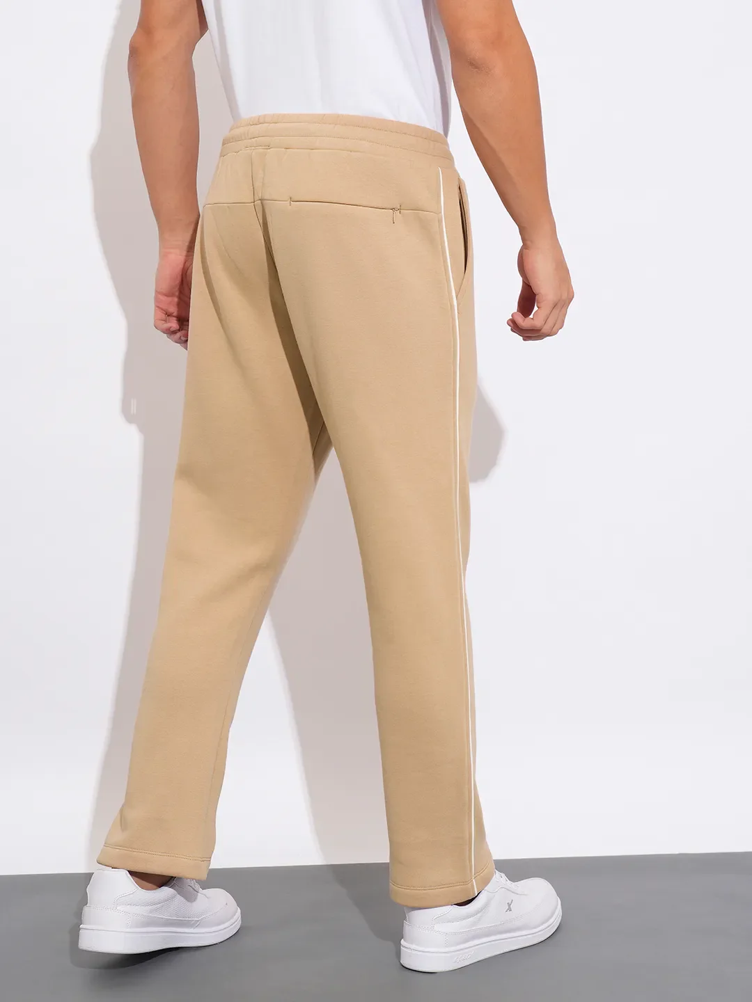 Beige Regular Fit Track Pants For Men By Being Human Clothing - Image 3