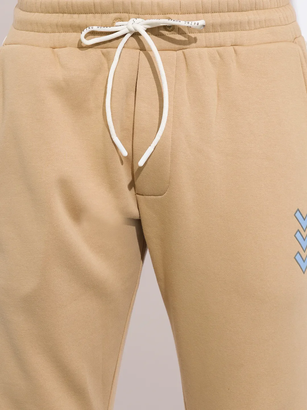 Beige Regular Fit Track Pants For Men By Being Human Clothing - Image 5