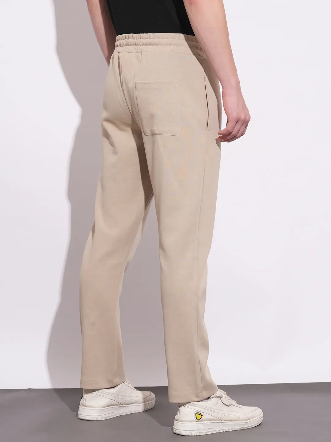 Beige Regular Fit Track Pants For Men By Being Human Clothing - Image 3