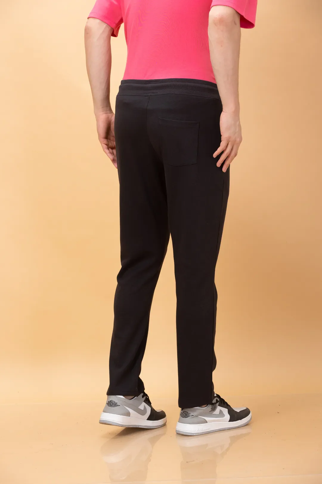 Black Regular Fit Track Pants For Men By Being Human Clothing - Image 2