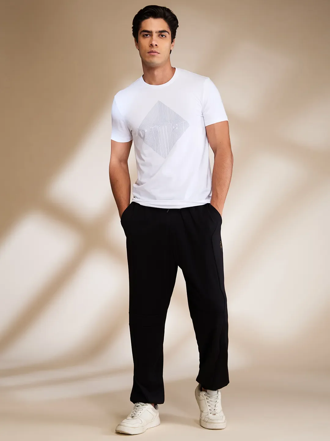 Black Slim Fit Track Pants For Men By Being Human Clothing - Image 2