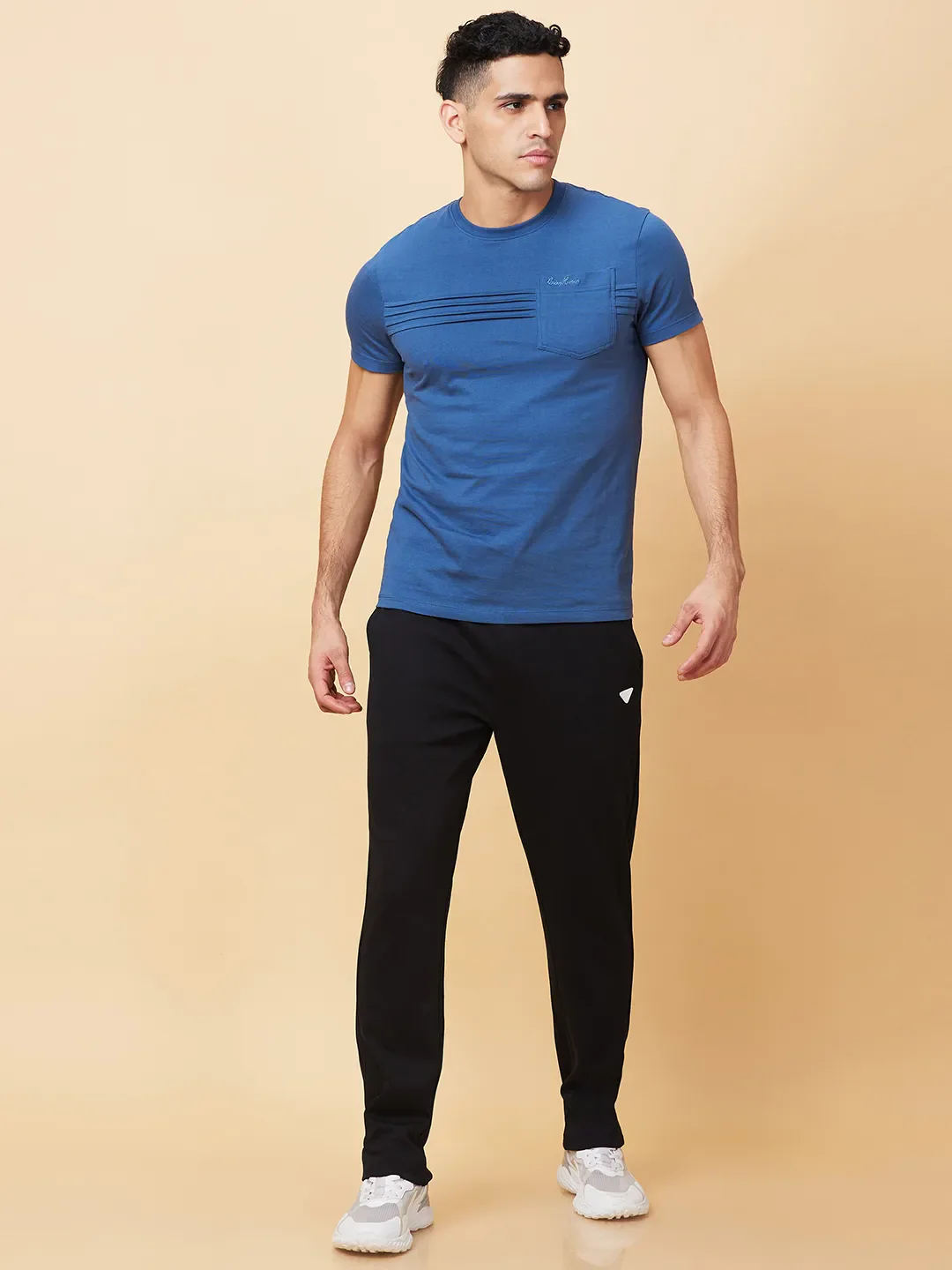 Black Regular Fit Track Pants For Men By Being Human Clothing - Image 2