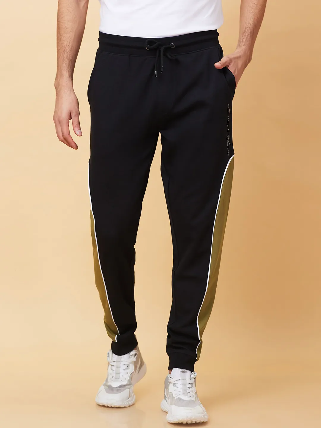 Black Regular fit Men's Track Pants by Being Human Clothing