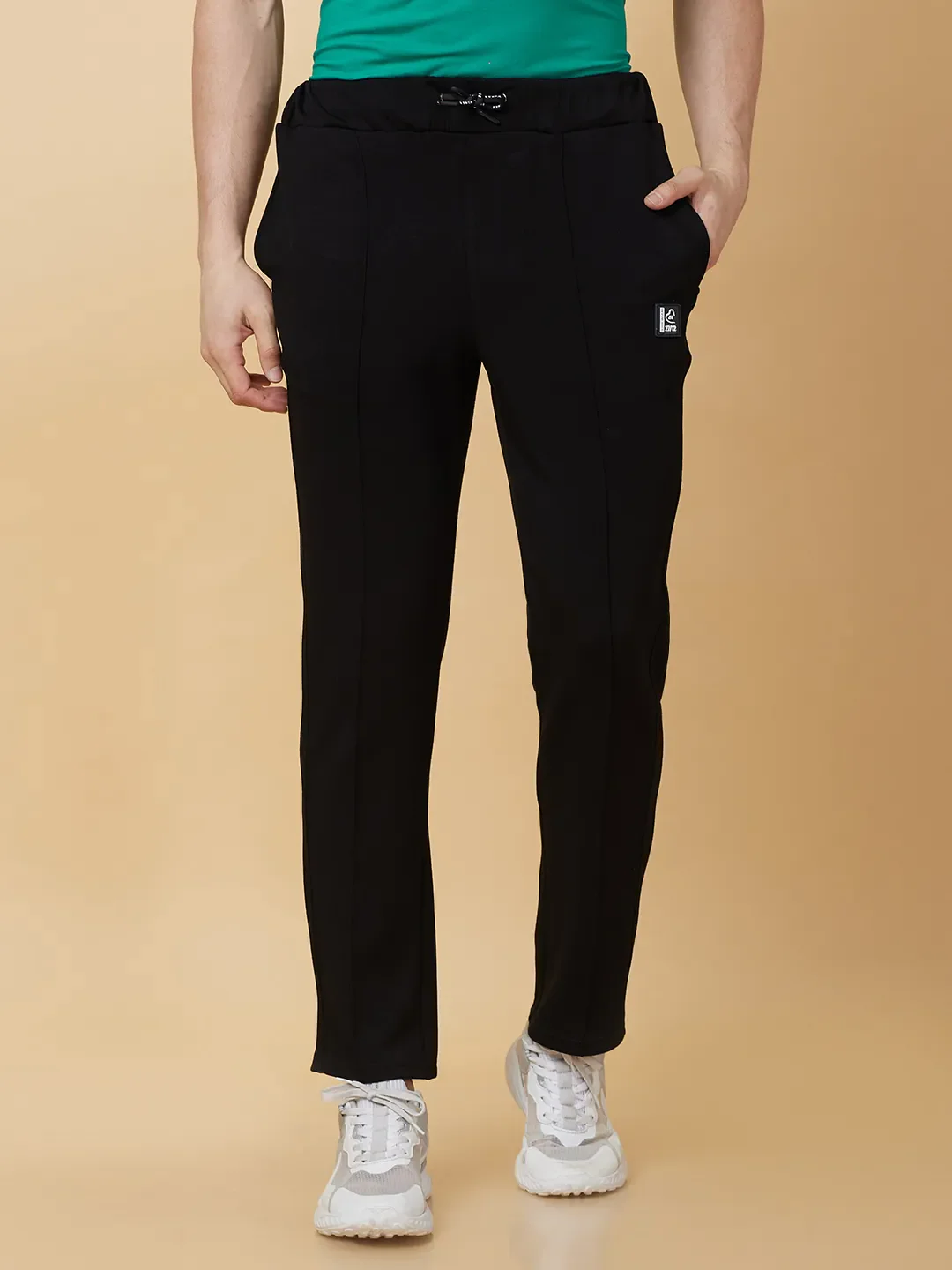Black Regular fit Men's Track Pants by Being Human Clothing - Image 2