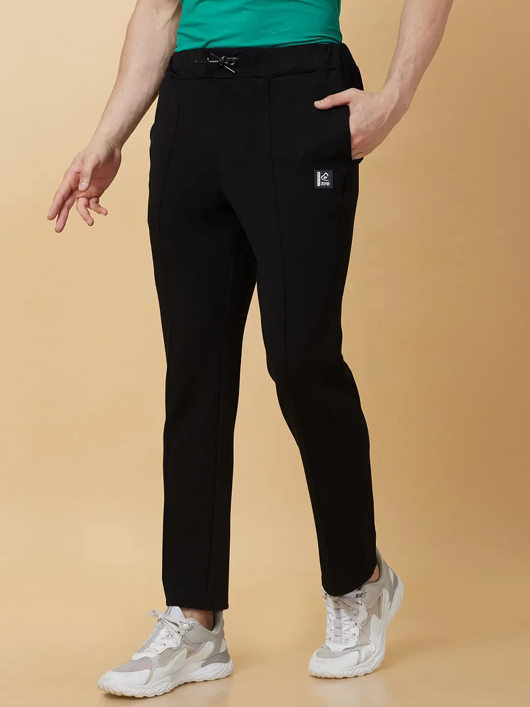 Black Regular fit Men's Track Pants by Being Human Clothing - Image 5