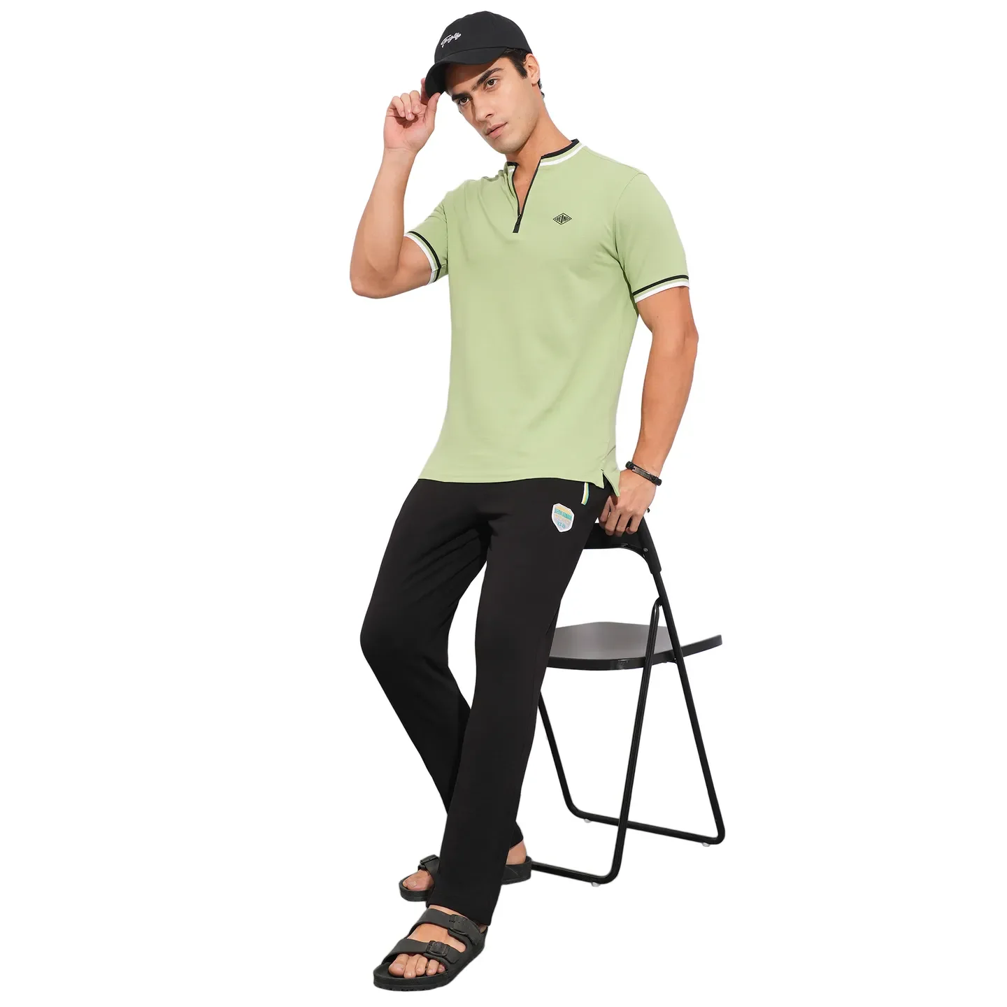 Black Regular Fit Track Pants For Men By Being Human Clothing - Image 4