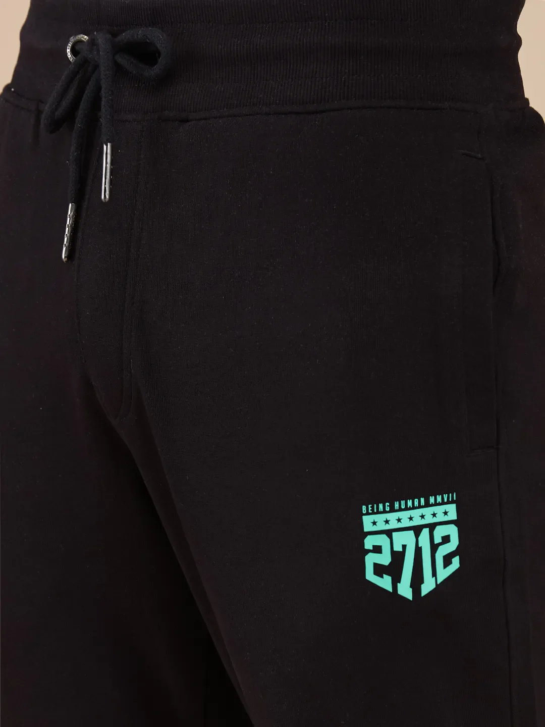 Black Regular Fit Track Pants For Men By Being Human Clothing - Image 5