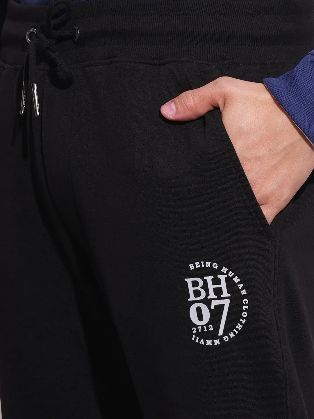 Black Regular fit Men's Track Pants by Being Human Clothing - Image 6