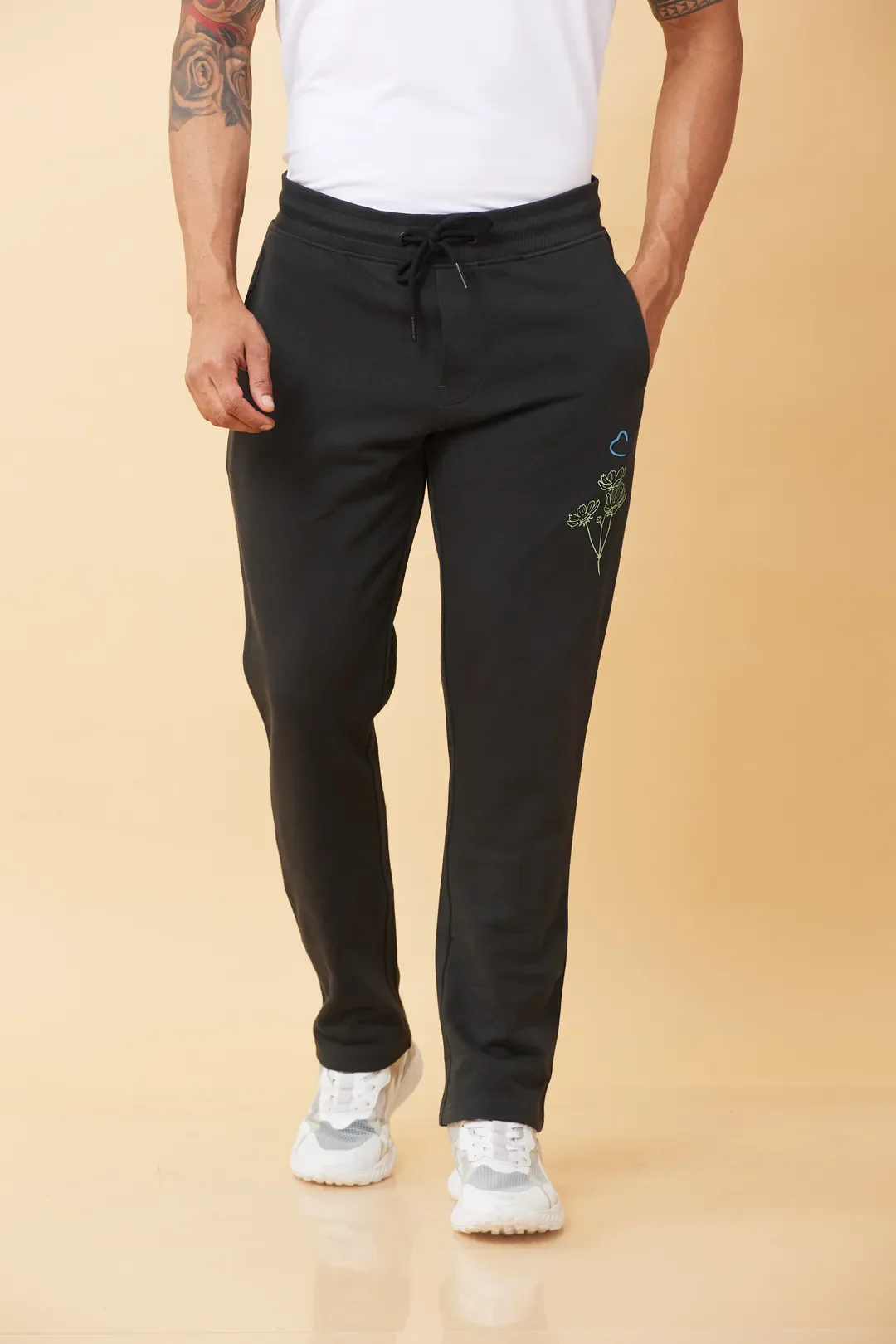 Charcoal Regular Straight Fit Track Pants For Men By Being Human Clothing