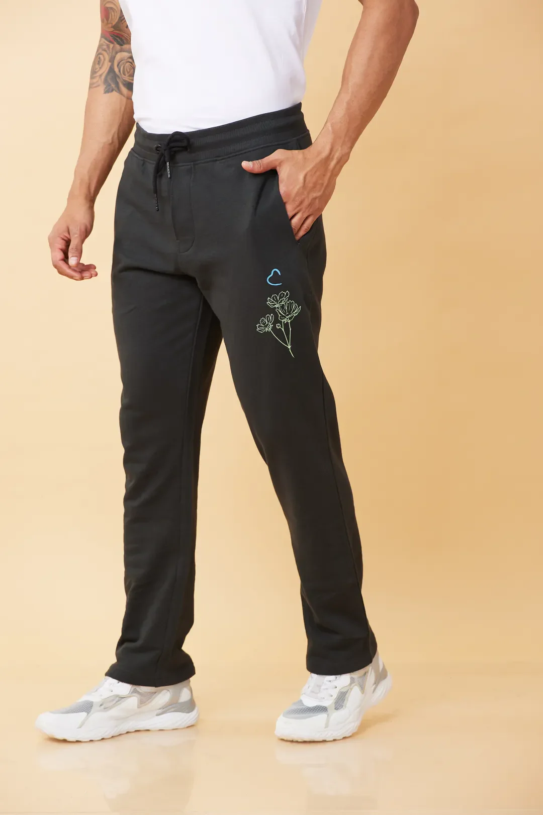 Charcoal Regular Straight Fit Track Pants For Men By Being Human Clothing - Image 2