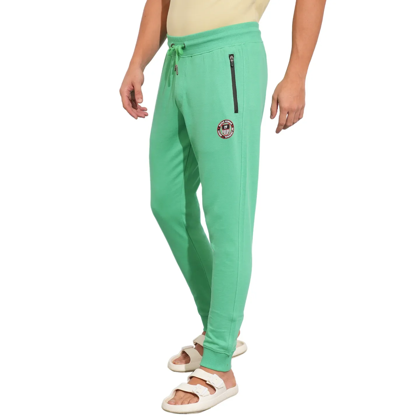 Green Regular fit Men's Track Pants by Being Human Clothing - Image 2