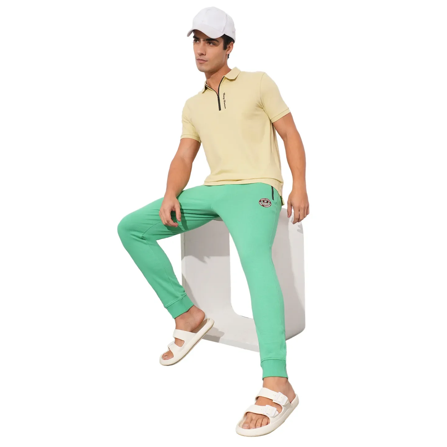 Green Regular fit Men's Track Pants by Being Human Clothing - Image 4