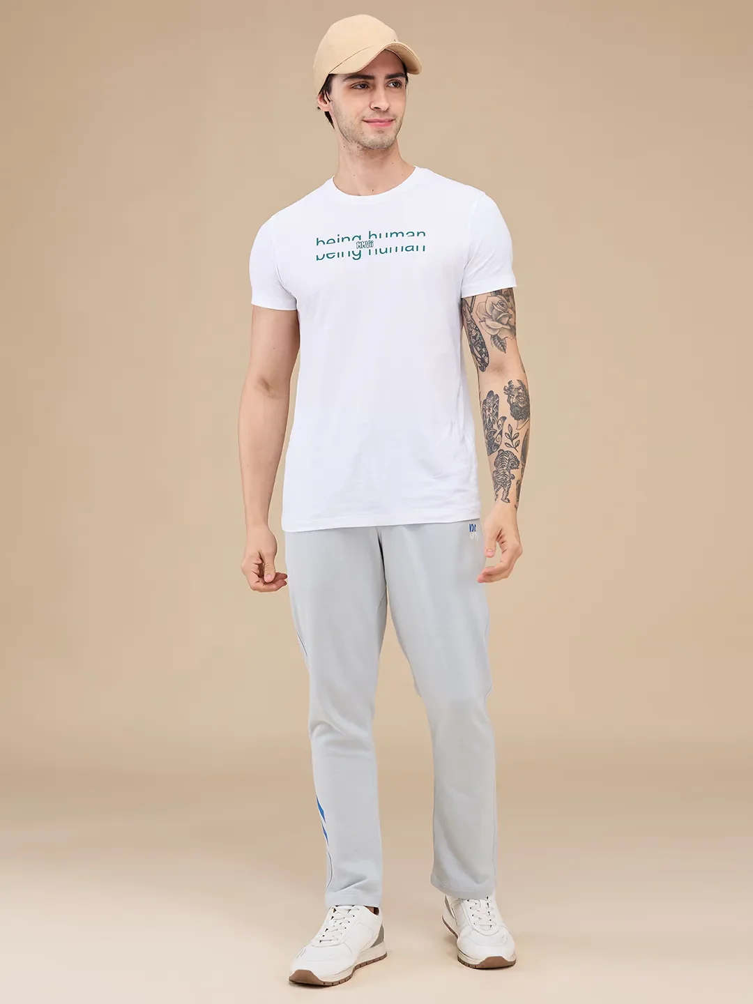 Grey Regular fit Men's Track Pants by Being Human Clothing - Image 6