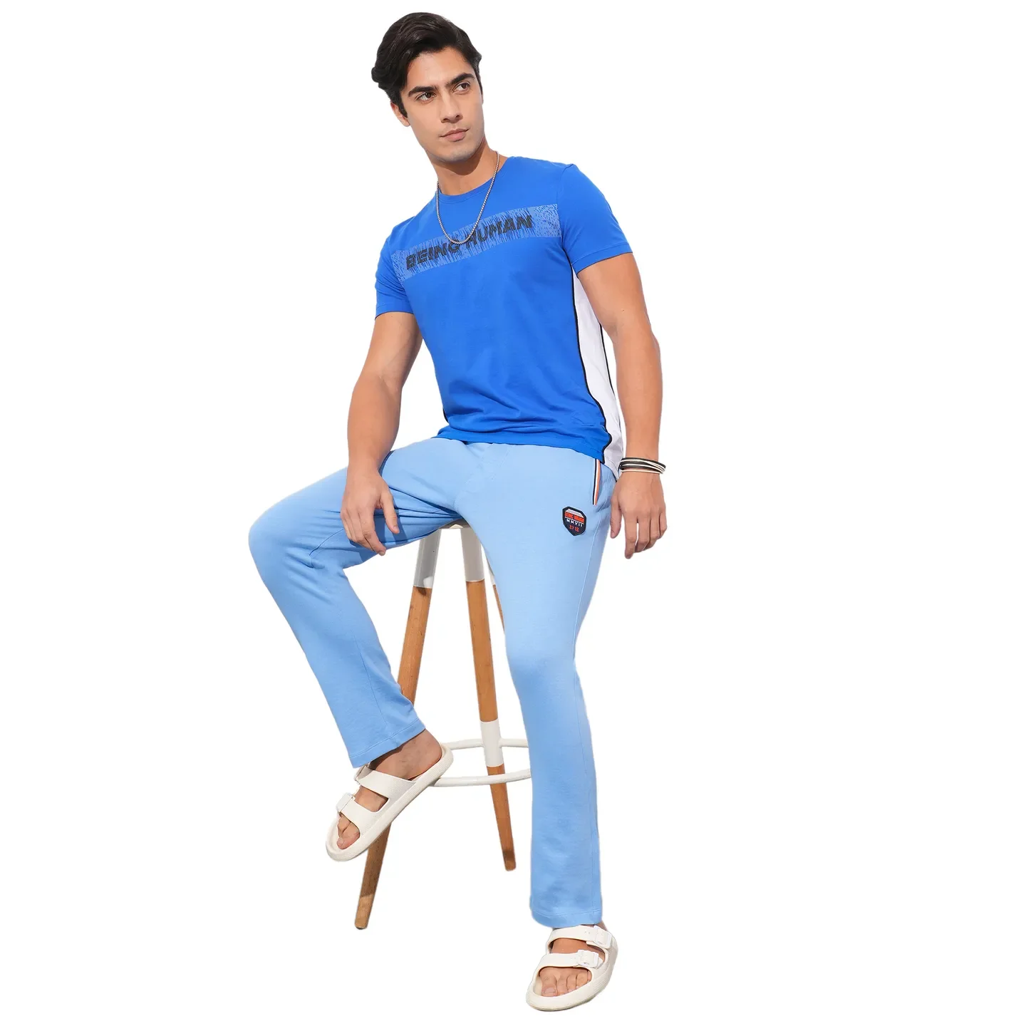 Blue Regular Fit Track Pants For Men By Being Human Clothing - Image 4