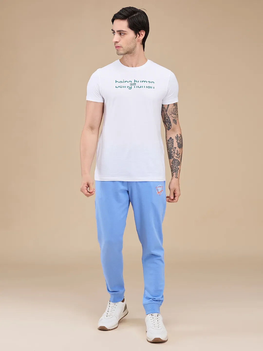 Blue Regular fit Men's Track Pants by Being Human Clothing - Image 2