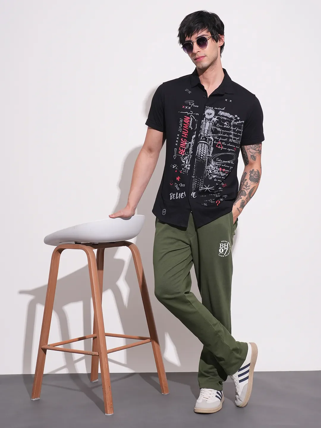Green Regular fit Men's Track Pants by Being Human Clothing - Image 4