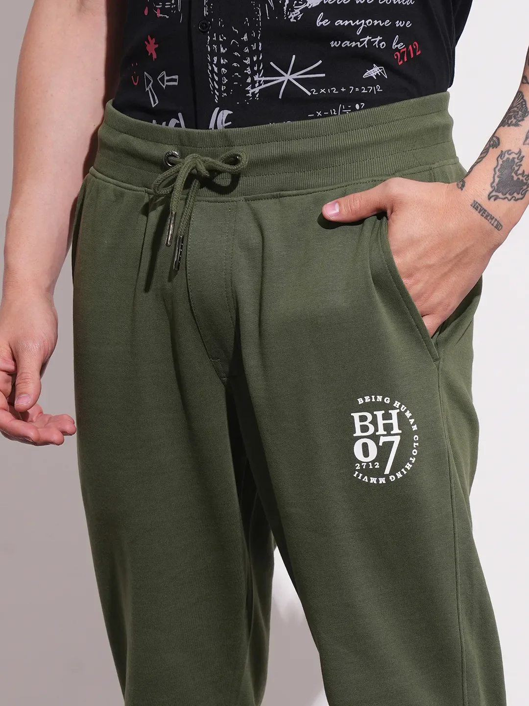 Green Regular fit Men's Track Pants by Being Human Clothing - Image 6