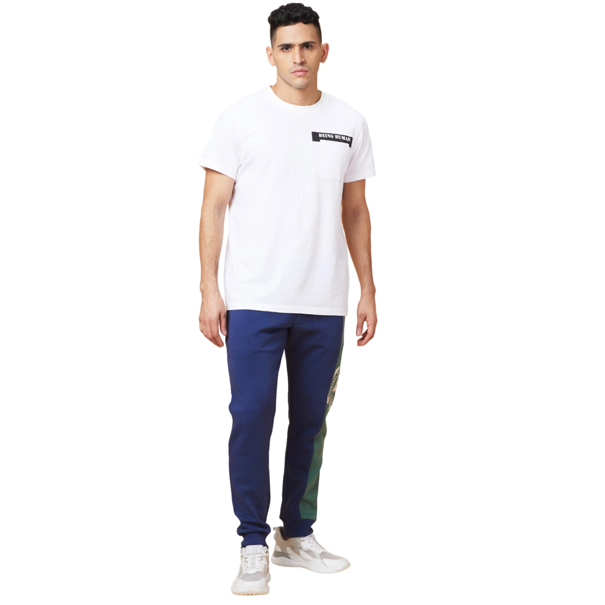 Midnight Blue Regular Fit Track Pants For Men By Being Human Clothing - Image 2