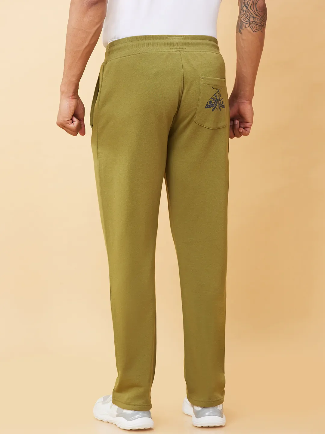 Olive Regular fit Men's Track Pants by Being Human Clothing - Image 3