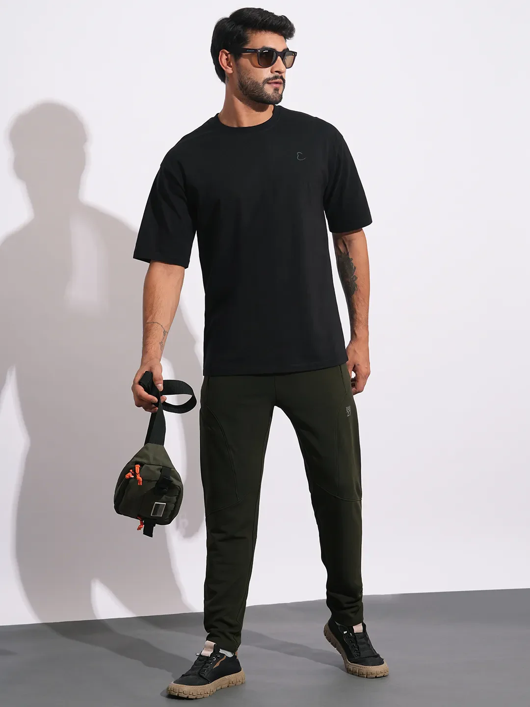 Olive Regular Fit Track Pants For Men By Being Human Clothing - Image 4