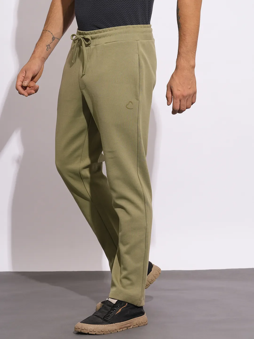 Olive Regular Fit Track Pants For Men By Being Human Clothing - Image 2
